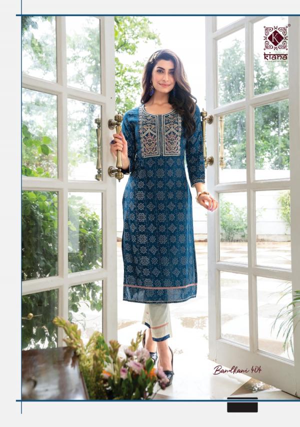 Kiana Bandhani 4 Rayon Embroidery Gotapatti Kurti  Collection 